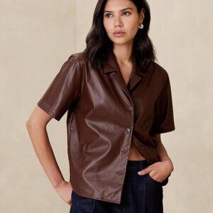 NWT Banana Republic Bordeaux Vegan Leather Shirt